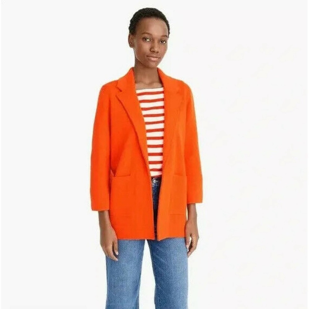 J. Crew Sophie Sweater Blazer Orange Preppy Colorful Collegiate Chic Oversized